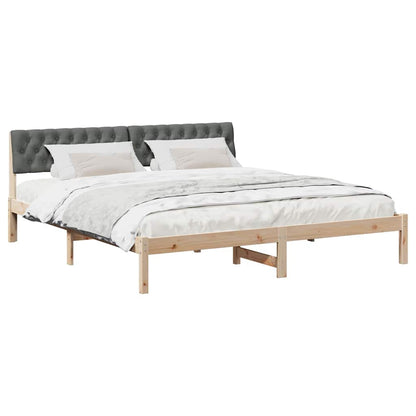 Bettgestell Braun und Dunkelgrau 180 x 200 cm Massivholz Kiefer
