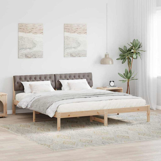Bettgestell Braun und Taupe 180 x 200 cm Massivholz Kiefer