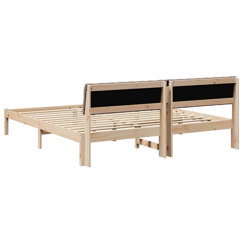 Bettgestell Braun und Taupe 180 x 200 cm Massivholz Kiefer