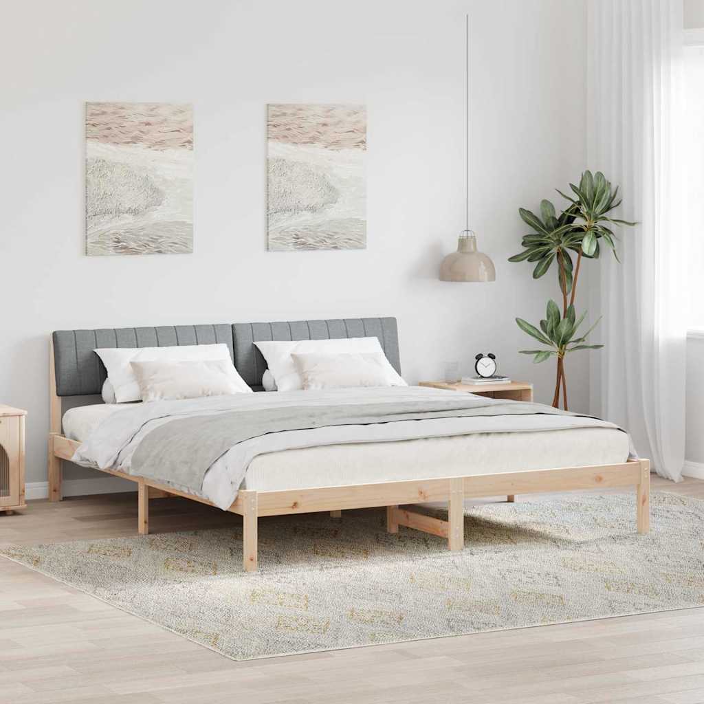 Bettgestell Braun und hellgrau 180 x 200 cm Massivholz Kiefer