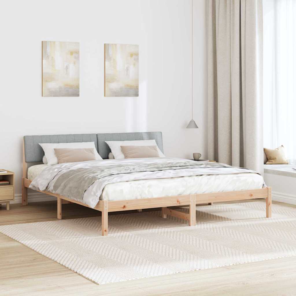 Bettgestell Braun und hellgrau 180 x 200 cm Massivholz Kiefer