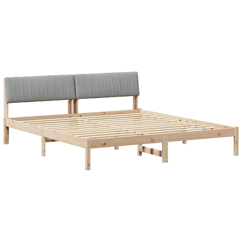 Bettgestell Braun und hellgrau 180 x 200 cm Massivholz Kiefer