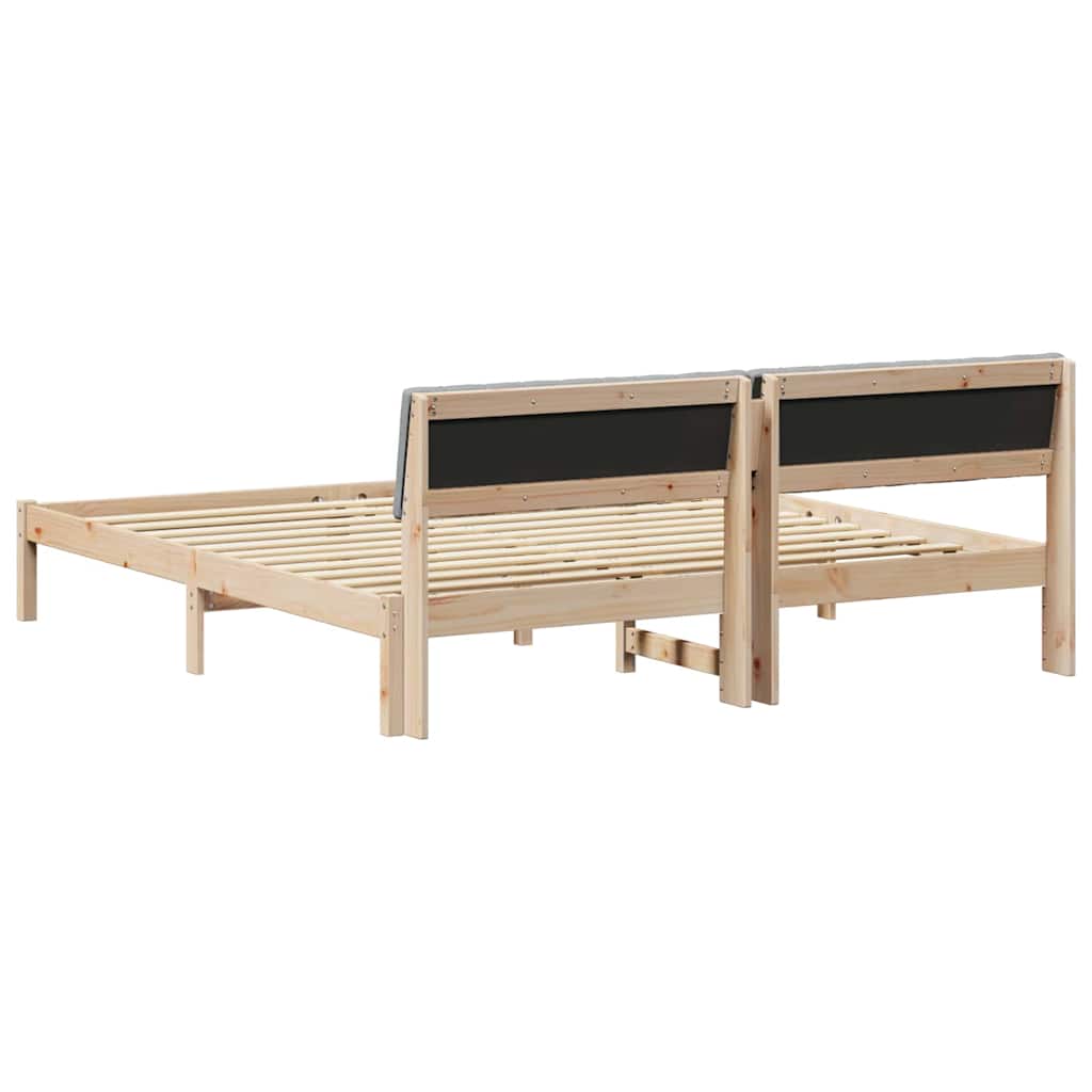 Bettgestell Braun und hellgrau 180 x 200 cm Massivholz Kiefer