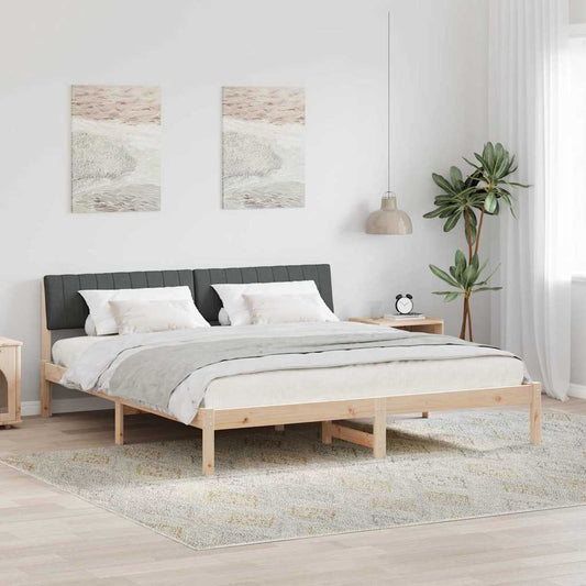 Bettgestell Braun und Dunkelgrau 180 x 200 cm Massivholz Kiefer