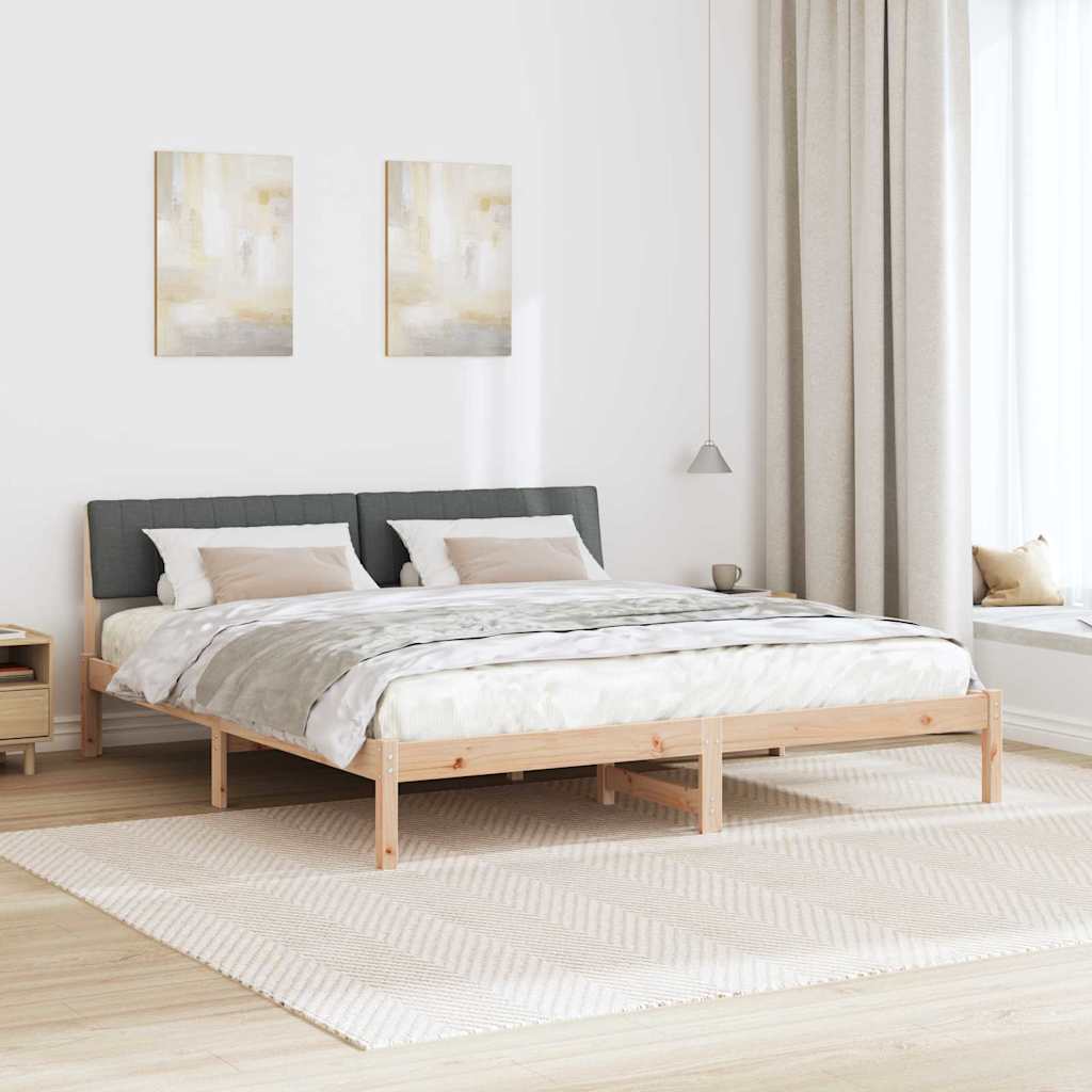 Bettgestell Braun und Dunkelgrau 180 x 200 cm Massivholz Kiefer