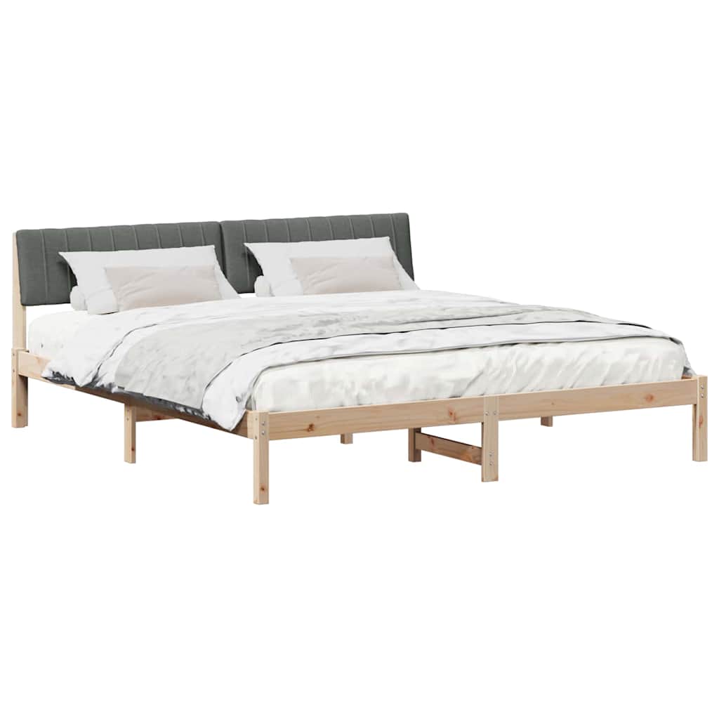 Bettgestell Braun und Dunkelgrau 180 x 200 cm Massivholz Kiefer