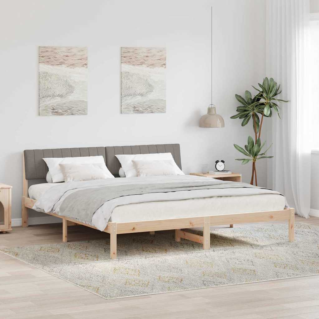 Bettgestell Braun und Taupe 180 x 200 cm Massivholz Kiefer