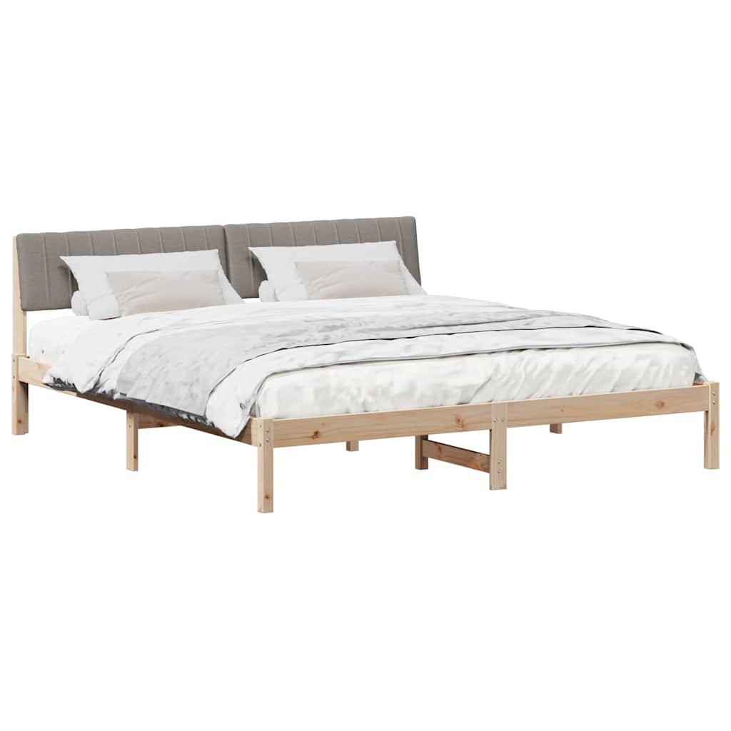 Bettgestell Braun und Taupe 180 x 200 cm Massivholz Kiefer