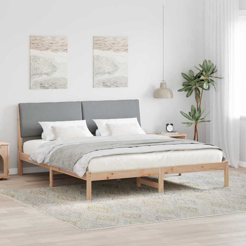 Bettgestell Braun und hellgrau 180 x 200 cm Massivholz Kiefer