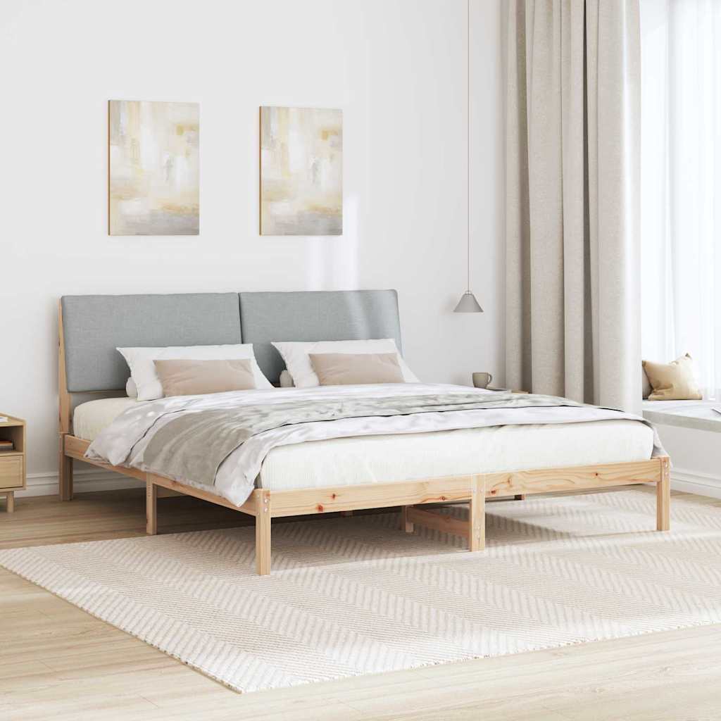 Bettgestell Braun und hellgrau 180 x 200 cm Massivholz Kiefer