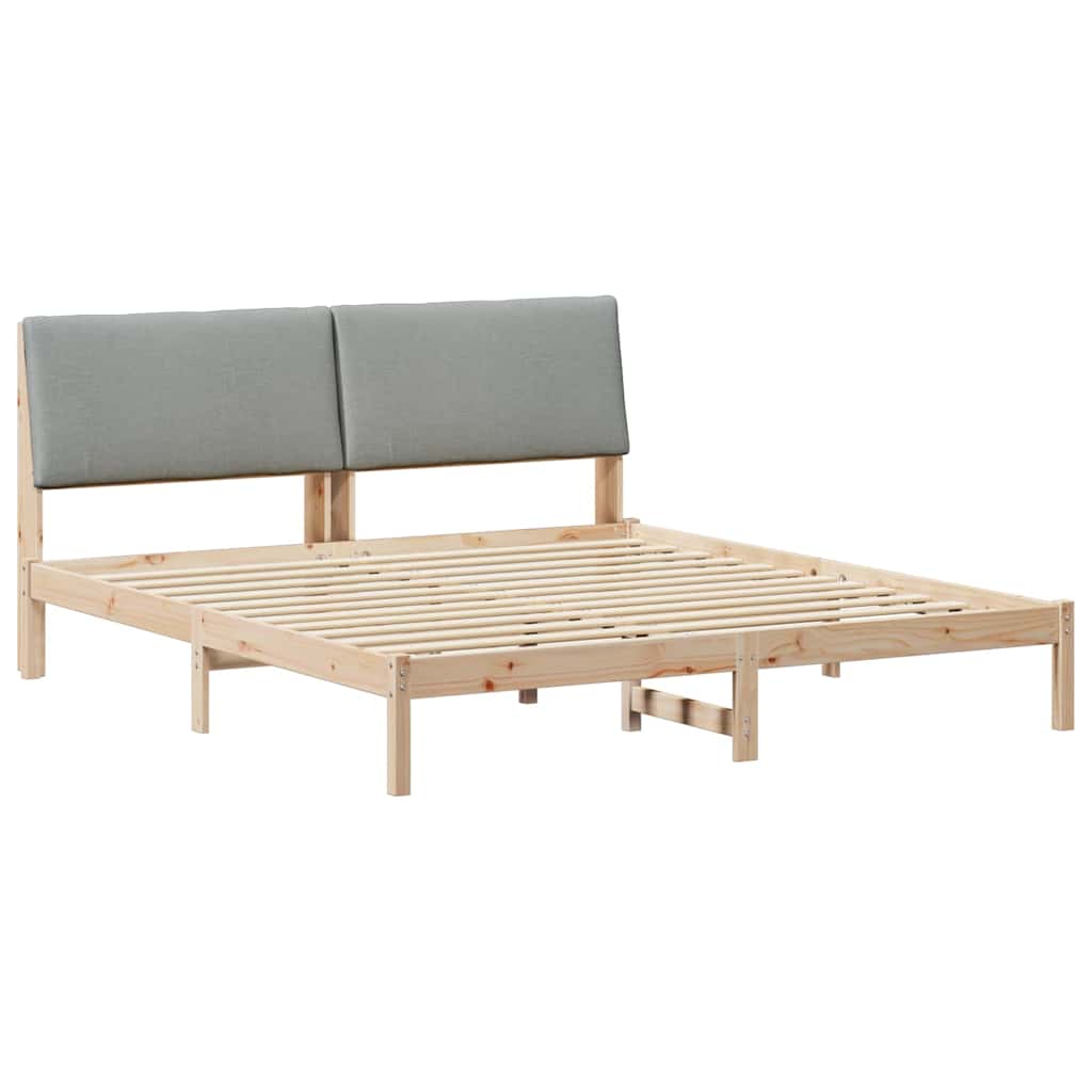 Bettgestell Braun und hellgrau 180 x 200 cm Massivholz Kiefer