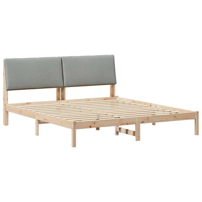 Bettgestell Braun und hellgrau 180 x 200 cm Massivholz Kiefer