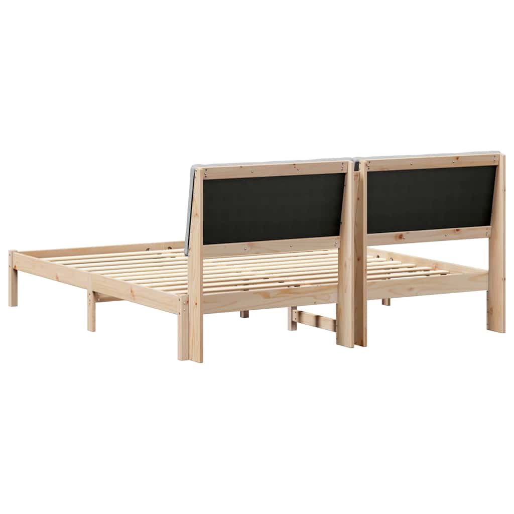 Bettgestell Braun und hellgrau 180 x 200 cm Massivholz Kiefer