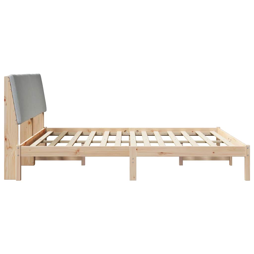 Bettgestell Braun und hellgrau 180 x 200 cm Massivholz Kiefer