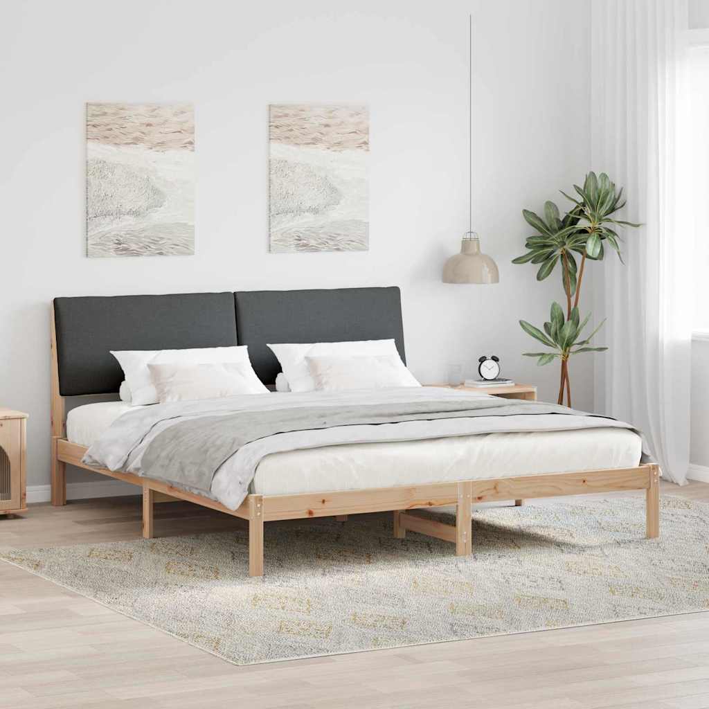 Bettgestell Braun und Dunkelgrau 180 x 200 cm Massivholz Kiefer