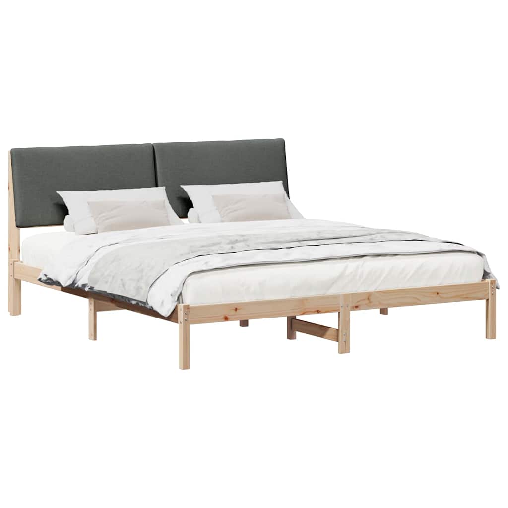 Bettgestell Braun und Dunkelgrau 180 x 200 cm Massivholz Kiefer