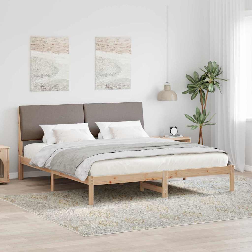 Bettgestell Braun und Taupe 180 x 200 cm Massivholz Kiefer