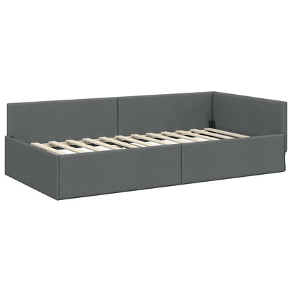 Eckbettgestell mit Matratze 2 stk. Dunkelgrau 80 x 200 cm Stoff