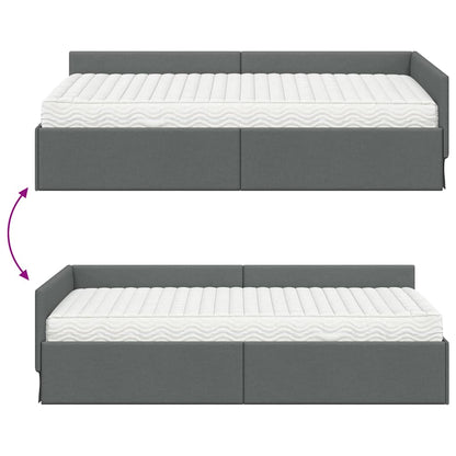 Eckbettgestell mit Matratze 2 stk. Dunkelgrau 80 x 200 cm Stoff