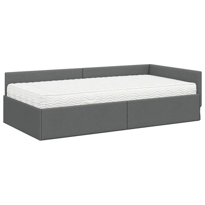 Eckbettgestell mit Matratze 2 stk. Dunkelgrau 90 x 190 cm Stoff