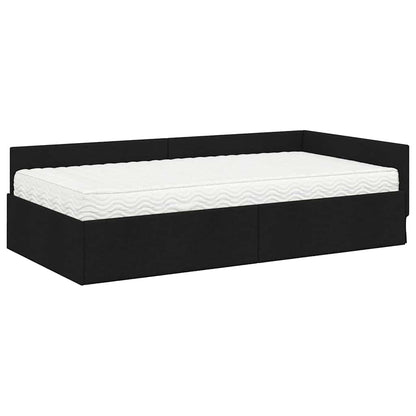 Eckbettgestell mit Matratze 2 stk. Schwarz 90 x 190 cm Stoff