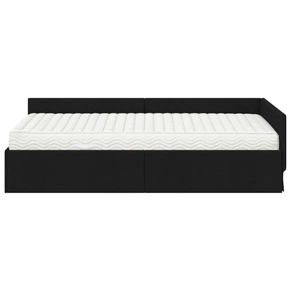 Eckbettgestell mit Matratze 2 stk. Schwarz 90 x 190 cm Stoff