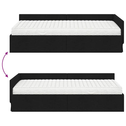 Eckbettgestell mit Matratze 2 stk. Schwarz 90 x 190 cm Stoff