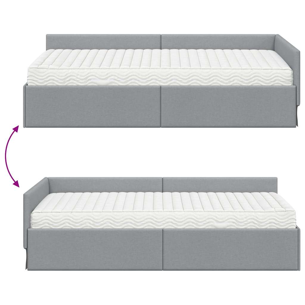 Eckbettgestell mit Matratze Sonstiges 2 pcs Hellgrau Stoff