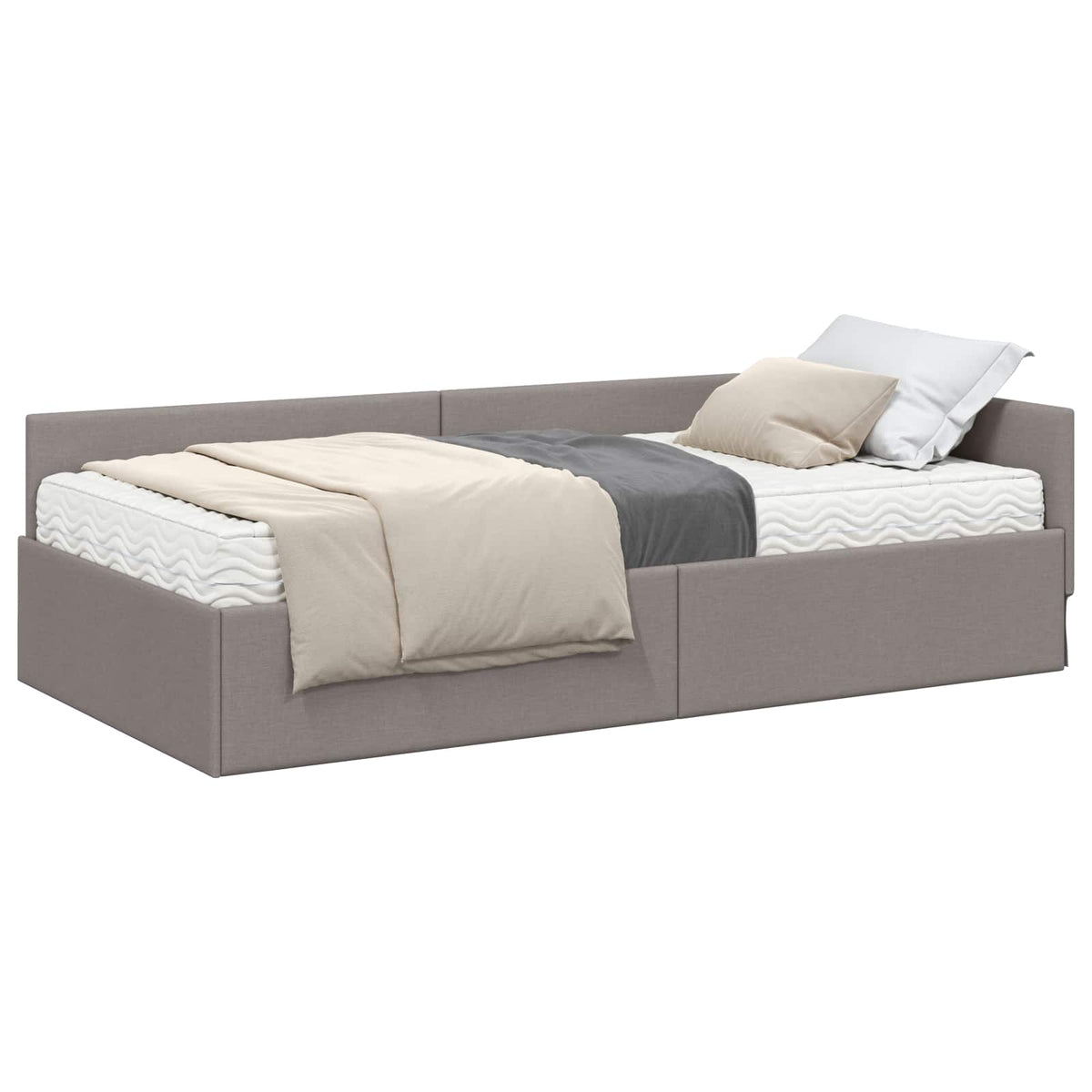 Eckbettgestell mit Matratze 2 stk. Taupe 90 x 200 cm Stoff