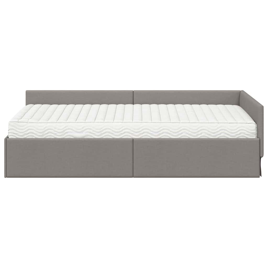 Eckbettgestell mit Matratze 2 stk. Taupe 90 x 200 cm Stoff
