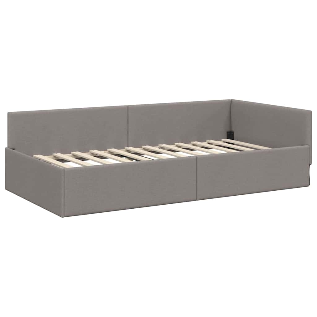 Eckbettgestell mit Matratze 2 stk. Taupe 90 x 200 cm Stoff
