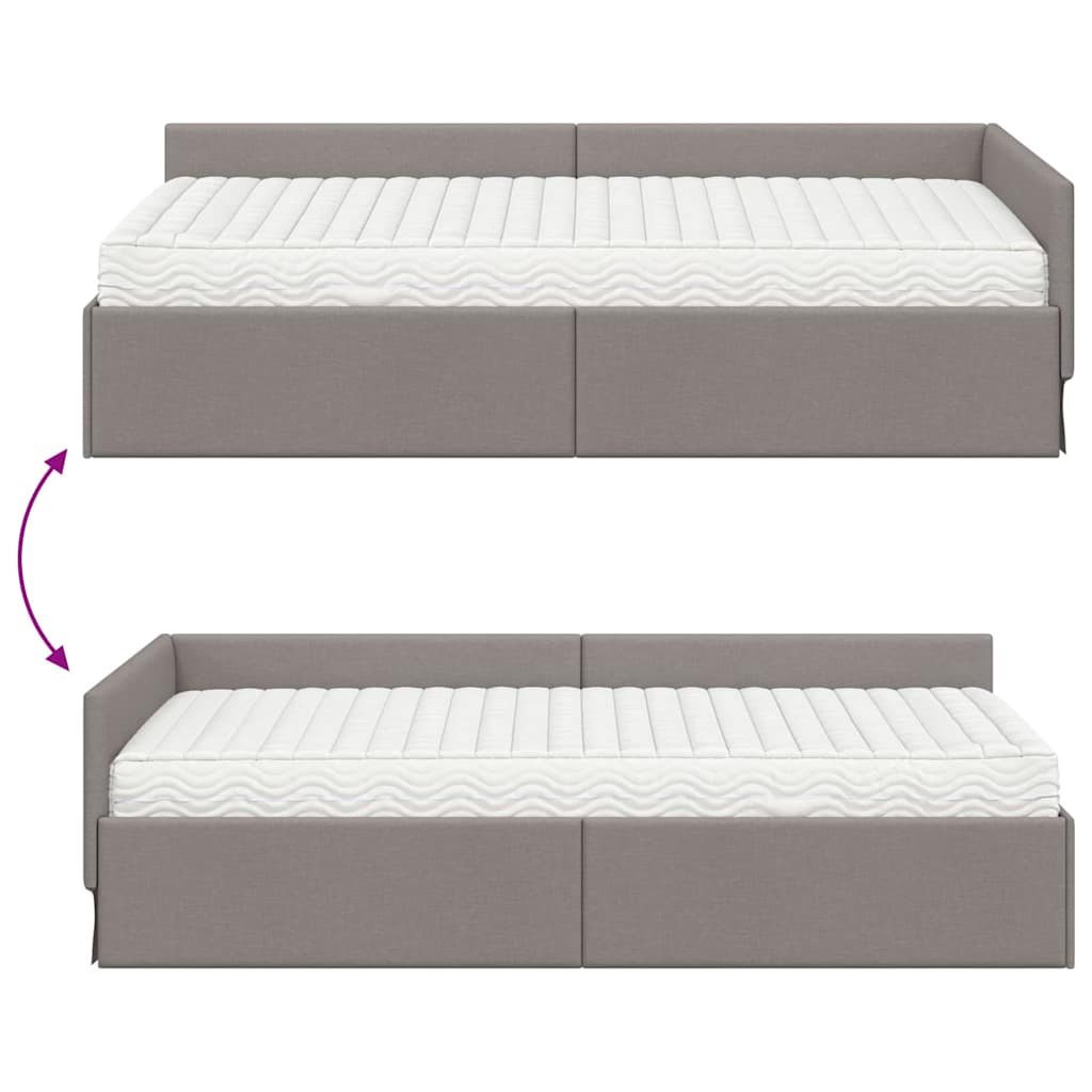 Eckbettgestell mit Matratze 2 stk. Taupe 90 x 200 cm Stoff