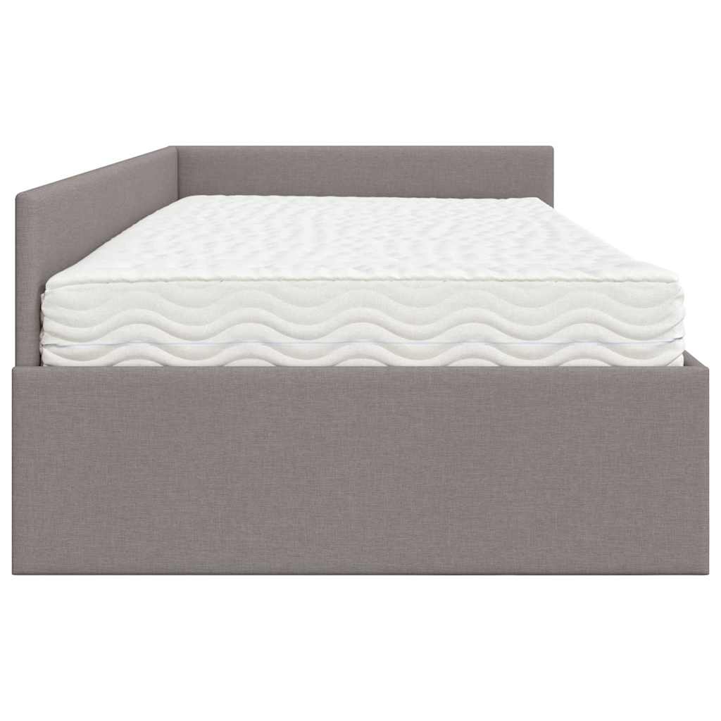 Eckbettgestell mit Matratze 2 stk. Taupe 90 x 200 cm Stoff