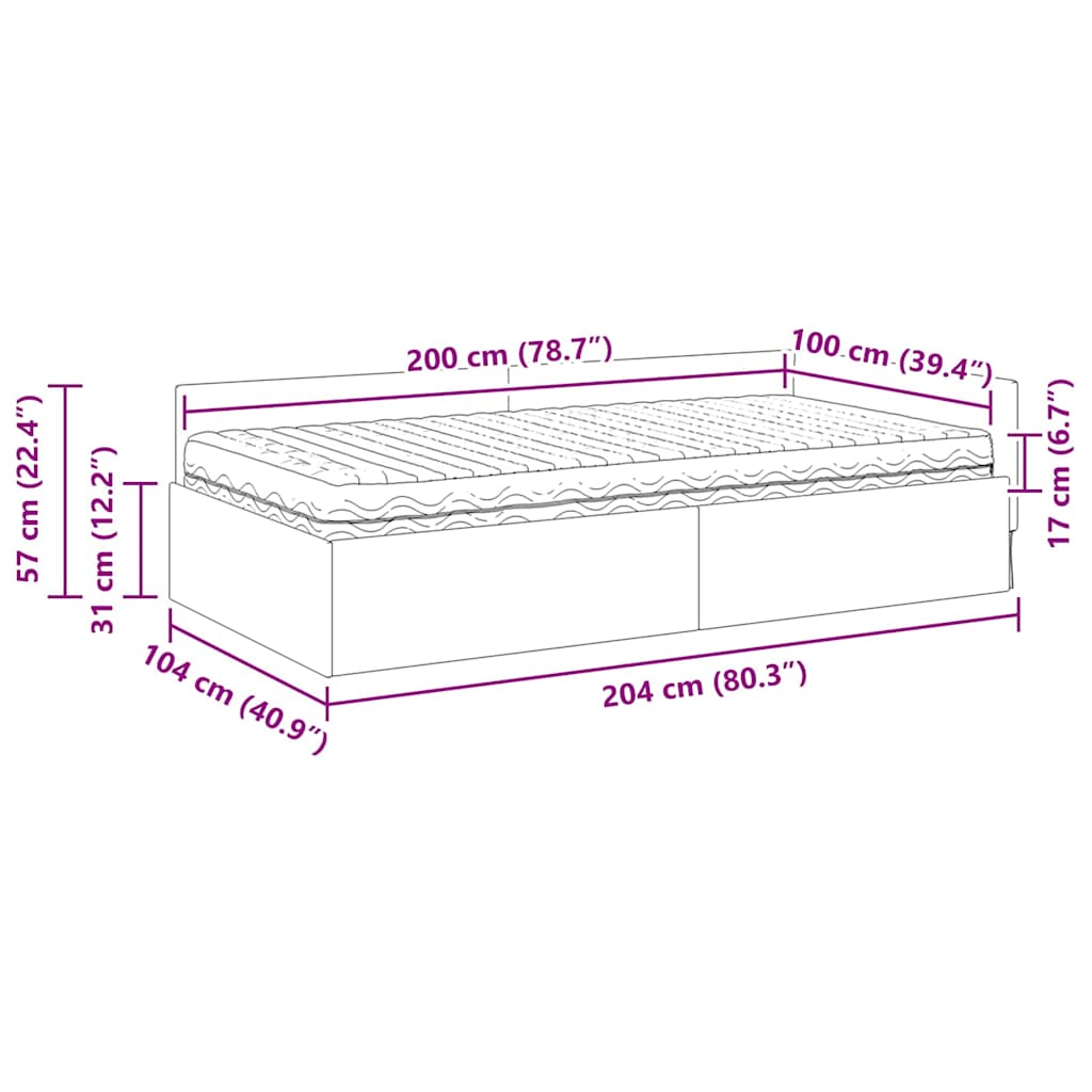 Eckbettgestell mit Matratze Sonstiges 2 pcs Grau Stoff