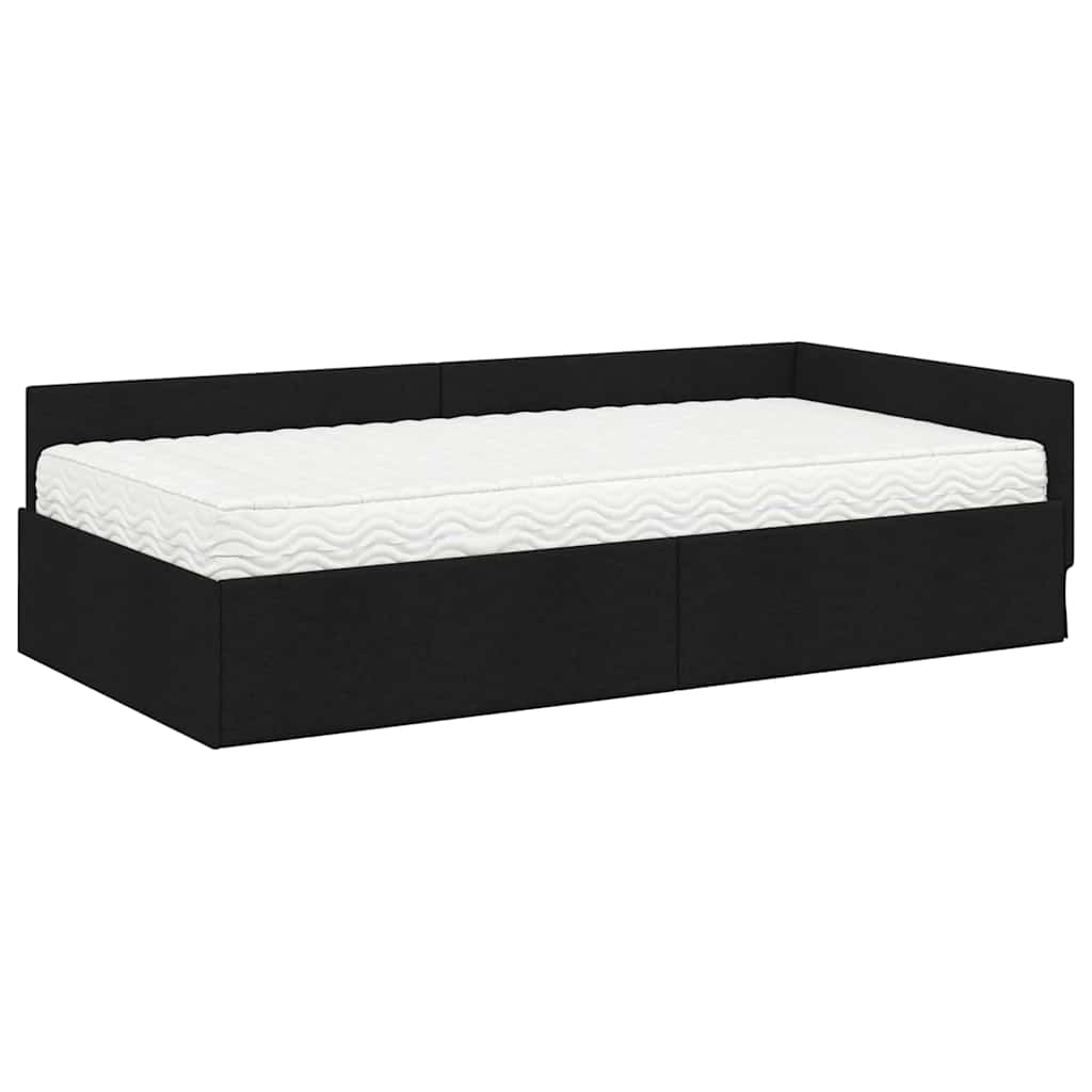 Eckbettgestell mit Matratze 2 stk. Schwarz 100 x 200 cm Stoff