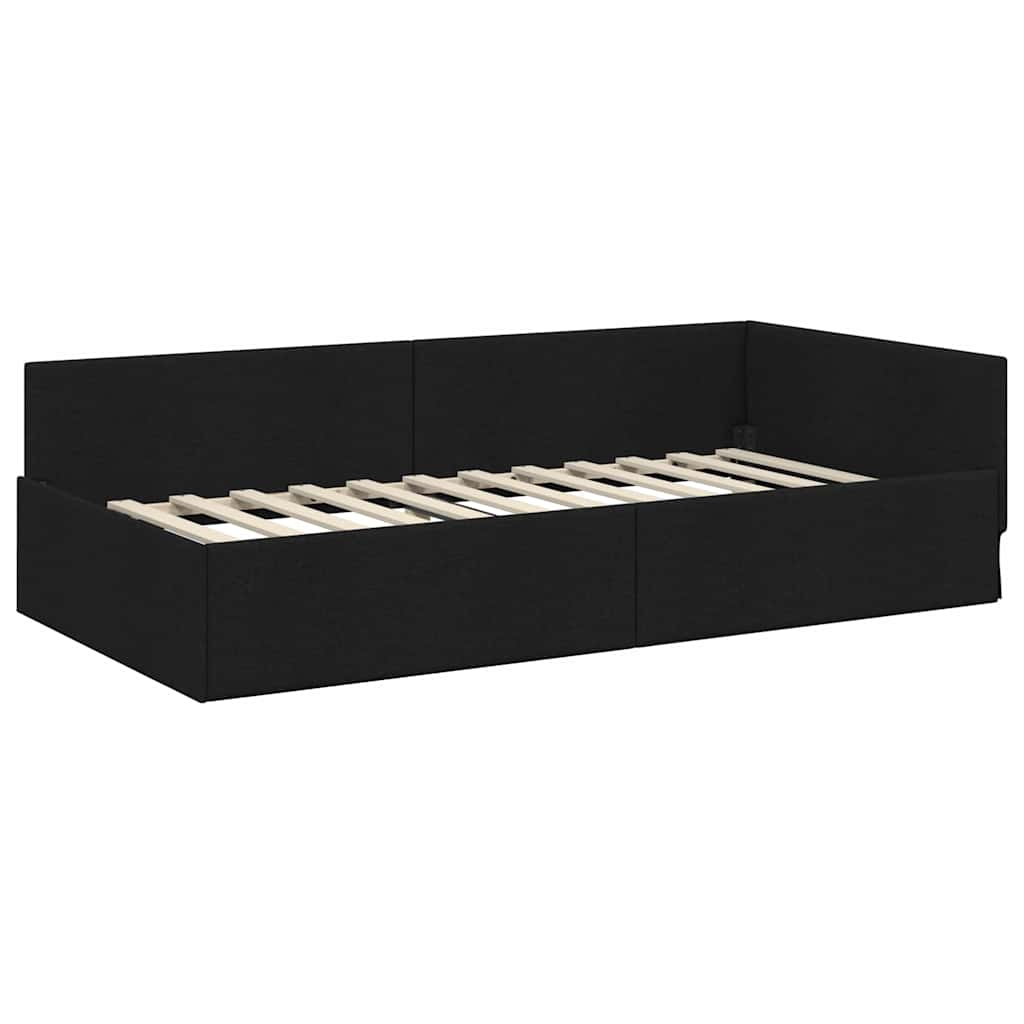 Eckbettgestell mit Matratze 2 stk. Schwarz 100 x 200 cm Stoff