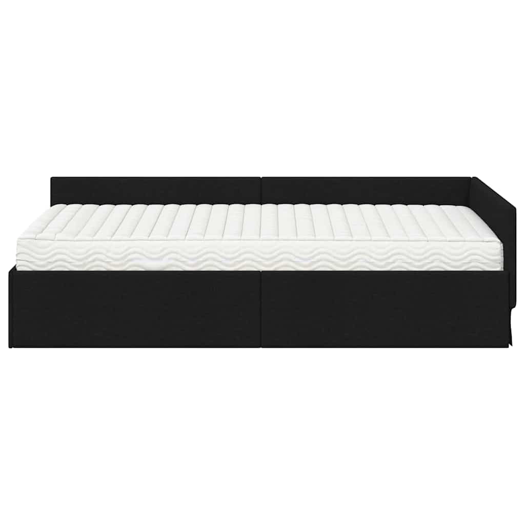 Eckbettgestell mit Matratze 2 stk. Schwarz 100 x 200 cm Stoff