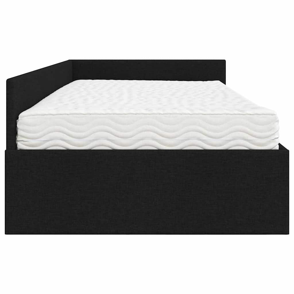Eckbettgestell mit Matratze 2 stk. Schwarz 100 x 200 cm Stoff