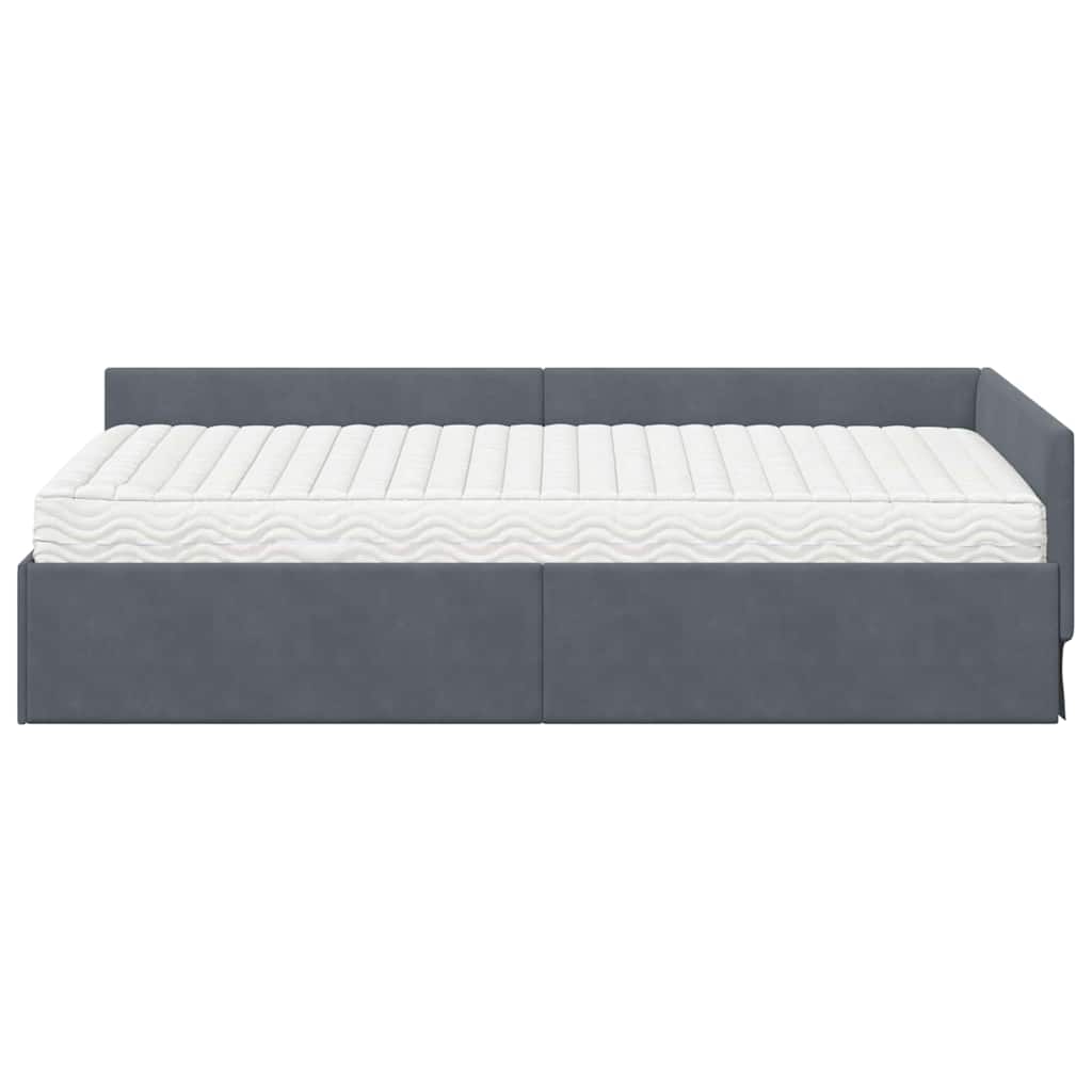 Eckbettgestell mit Matratze 2 stk. Dunkelgrau 80 x 200 cm Samt