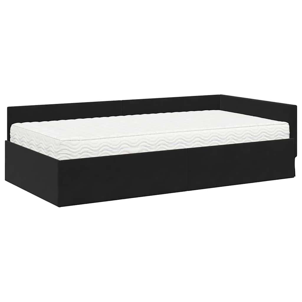 Eckbettgestell mit Matratze 2 stk. Schwarz 80 x 200 cm Samt