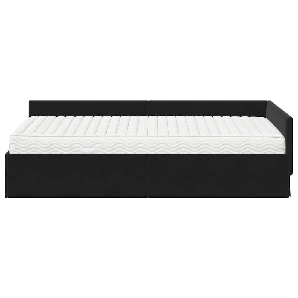 Eckbettgestell mit Matratze 2 stk. Schwarz 80 x 200 cm Samt