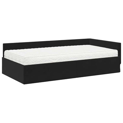 Eckbettgestell mit Matratze 2 stk. Schwarz 90 x 190 cm Samt