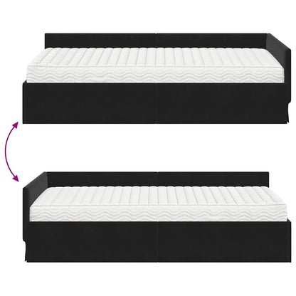 Eckbettgestell mit Matratze 2 stk. Schwarz 90 x 190 cm Samt