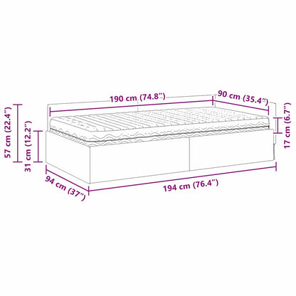 Eckbettgestell mit Matratze 2 stk. Schwarz 90 x 190 cm Samt