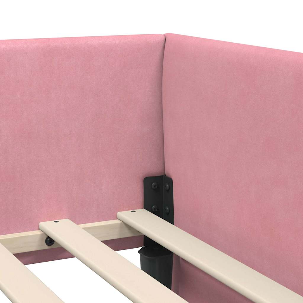 Eckbettgestell mit Matratze 2 stk. Rosa 90 x 200 cm Samt