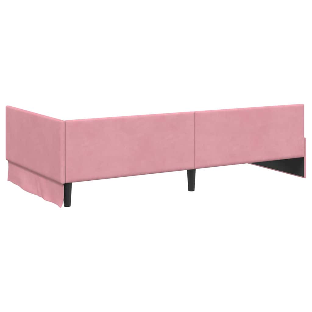 Eckbettgestell mit Matratze 2 stk. Rosa 90 x 200 cm Samt
