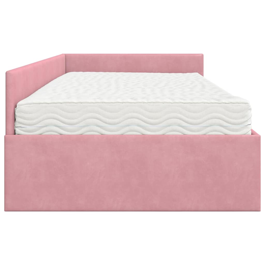Eckbettgestell mit Matratze 2 stk. Rosa 90 x 200 cm Samt
