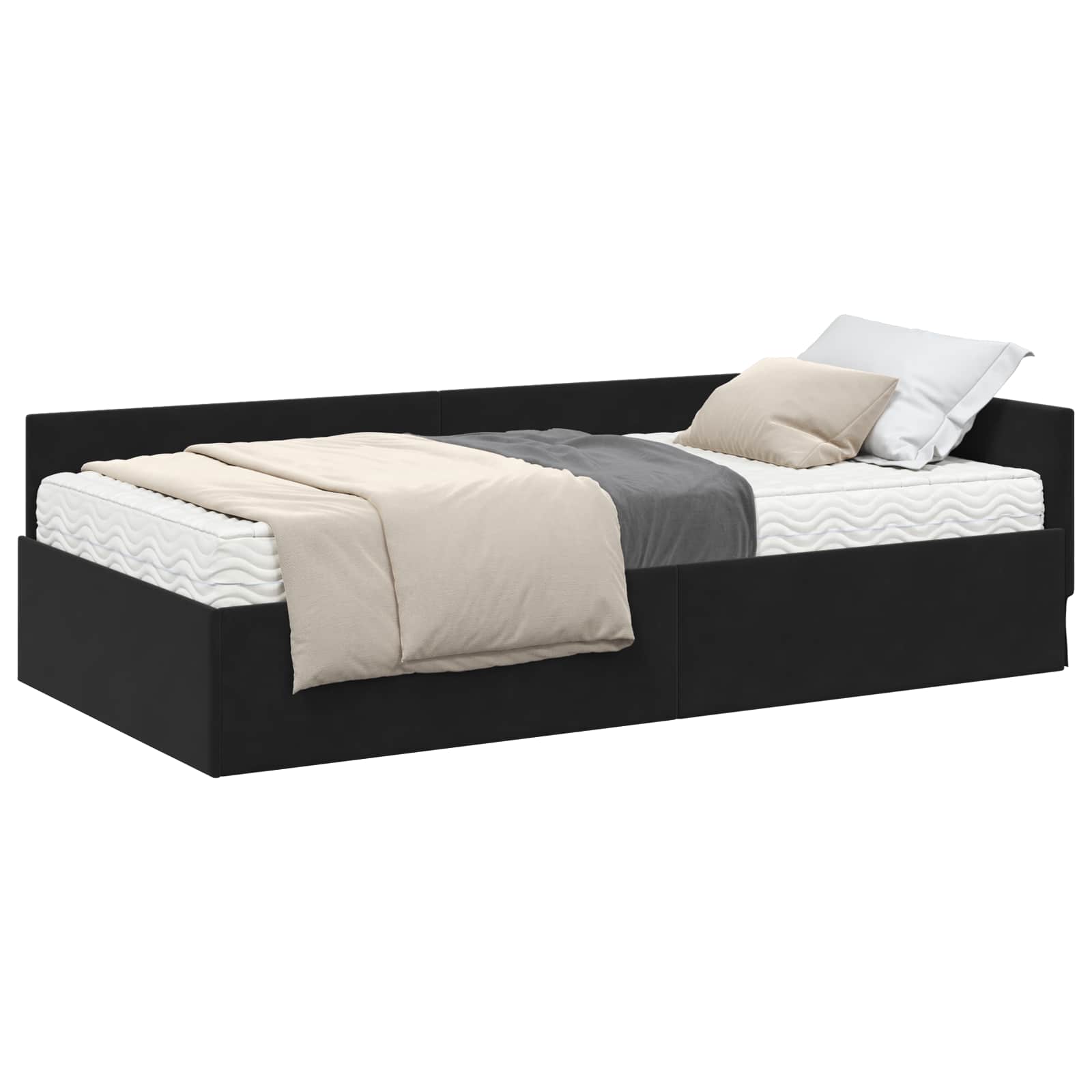 Eckbettgestell mit Matratze Sonstiges 2 pcs Schwarz Samt