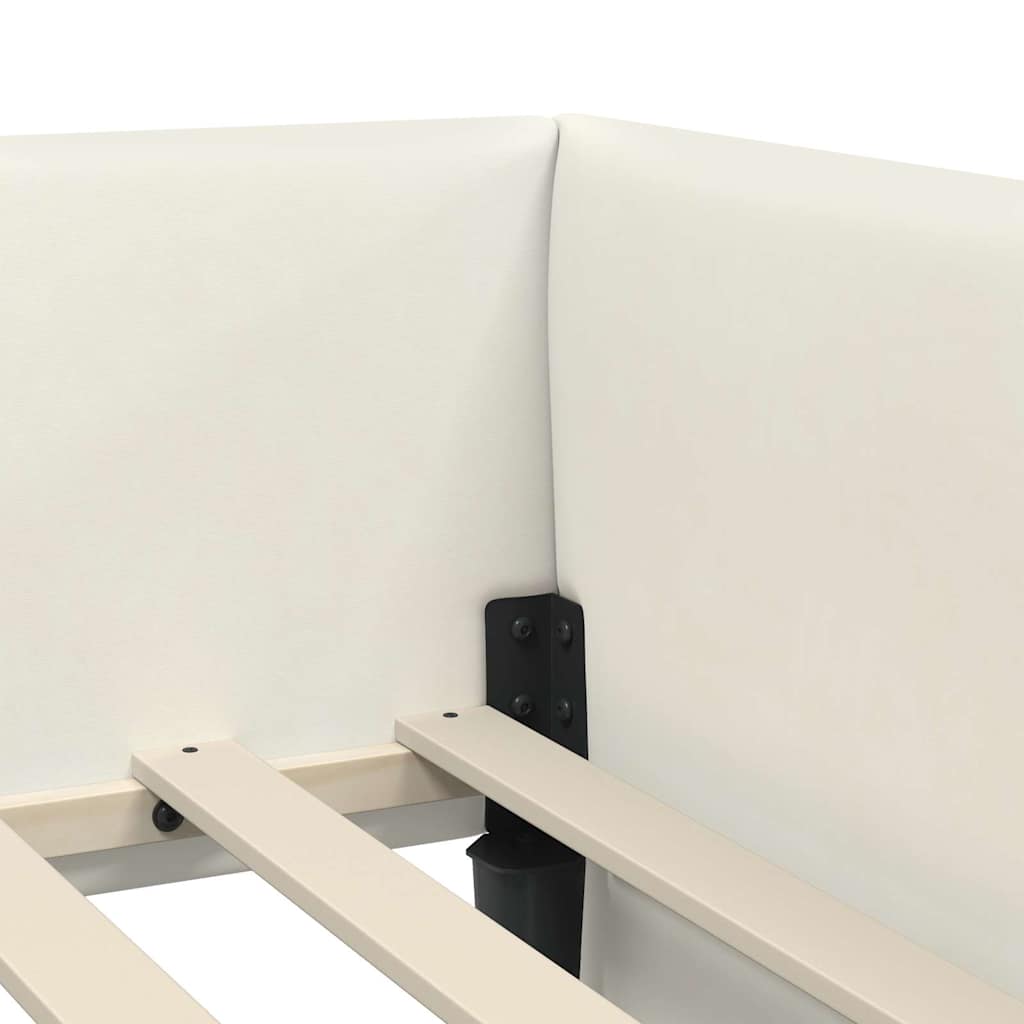 Eckbettgestell mit Matratze 2 stk. Creme 90 x 200 cm Samt