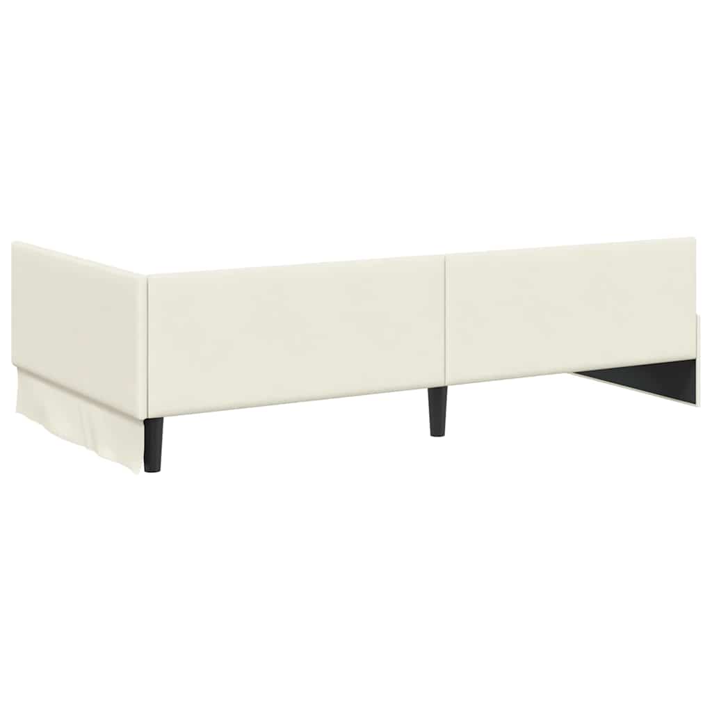 Eckbettgestell mit Matratze 2 stk. Creme 90 x 200 cm Samt